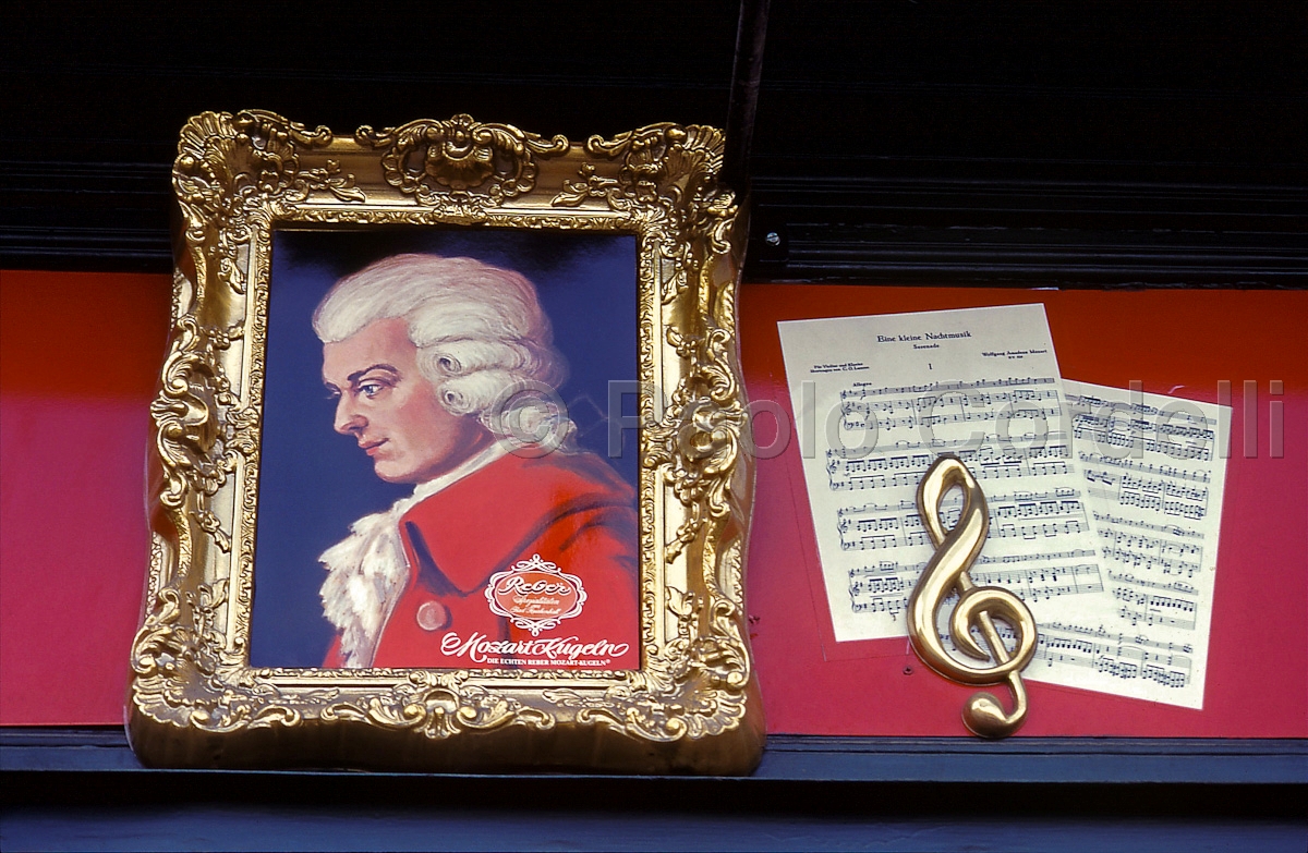 Mozart Kugeln Shop Sign, Salzburg, Austria
 (cod:Austria 09)